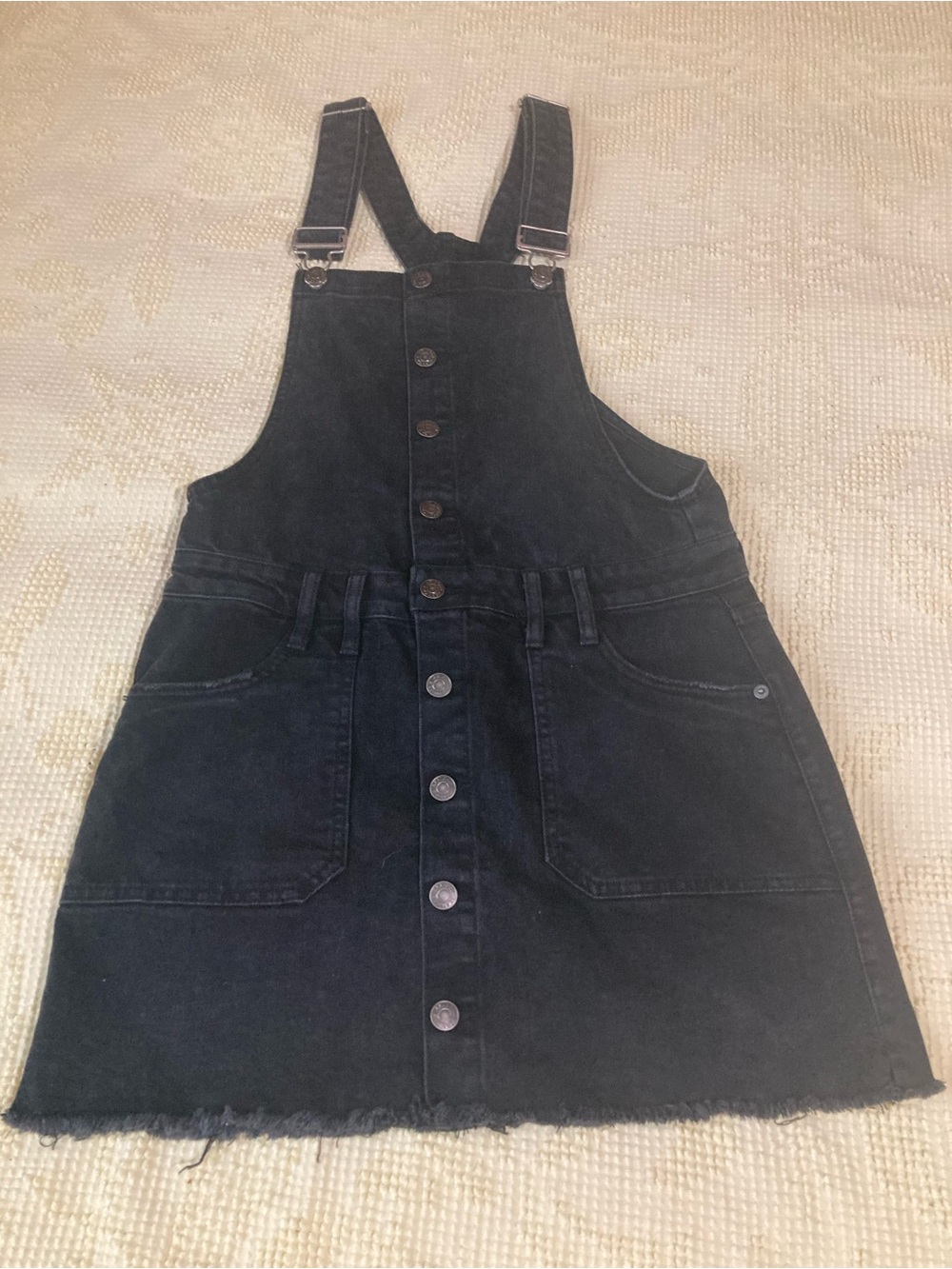 Arizona Jean Company Black Button-Front Denim Overall Skirt